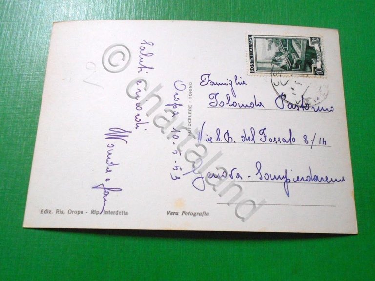 Cartolina Santuario d' Oropa - Caratteristico Burnel e Basiliche 1953.