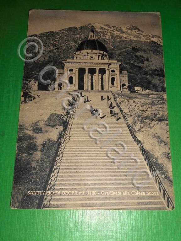 Cartolina Santuario d' Oropa - Gradinata alla Chiesa nuova 1961.
