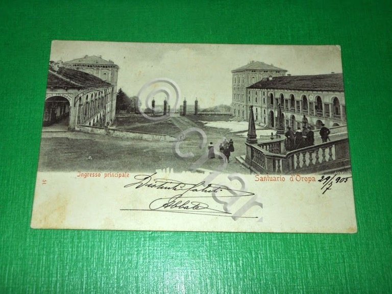 Cartolina Santuario d' Oropa - Ingresso principale 1905