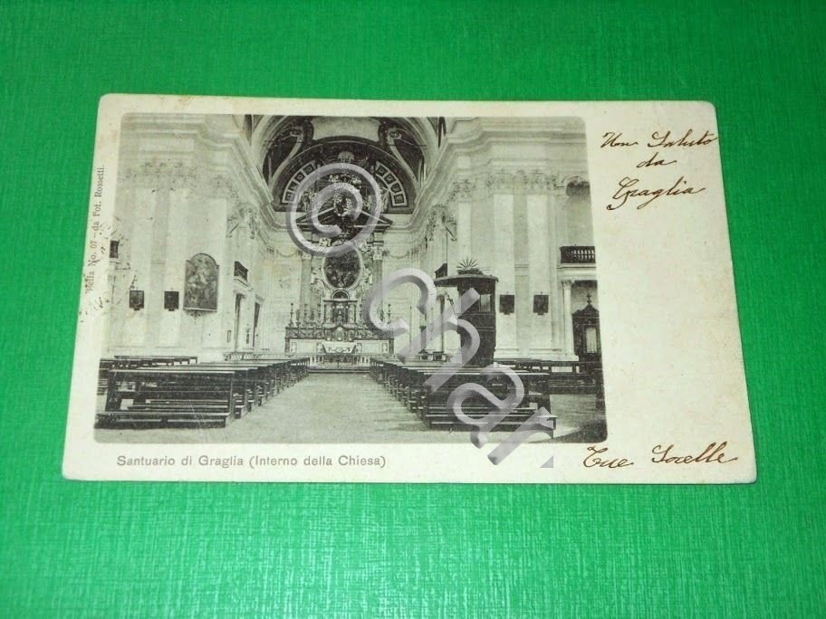 Cartolina Santuario di Graglia - Interno della Chiesa 1901.