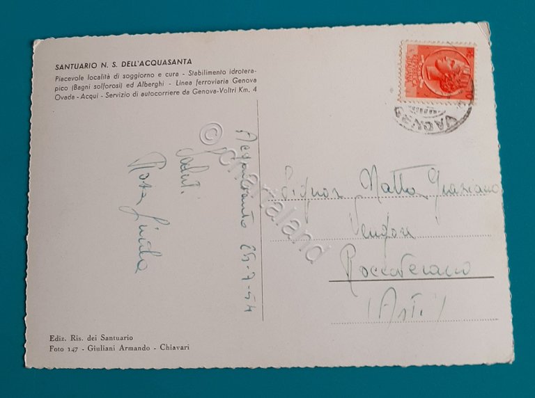 Cartolina Santuario N. S. dell' Acquasanta - Panorama dal Parco …