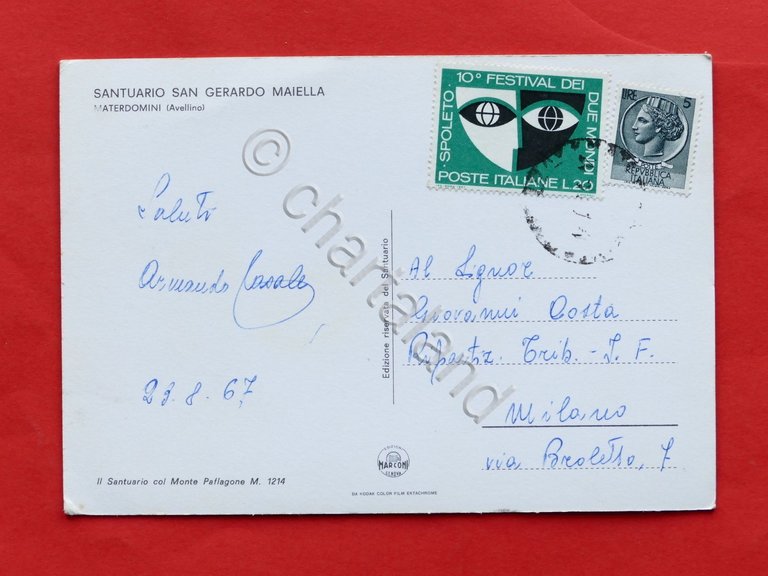 Cartolina Santuario San Gerardo Maiella - Materdomini - 1967.