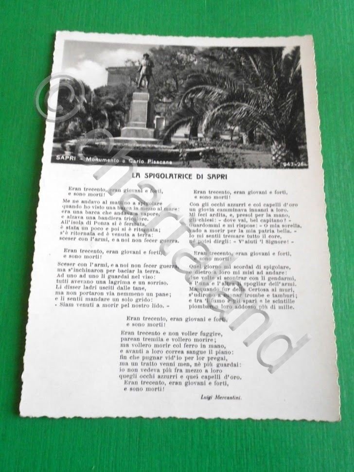 Cartolina Sapri - Monumento a Carlo Pisacane - La Spigolatrice …