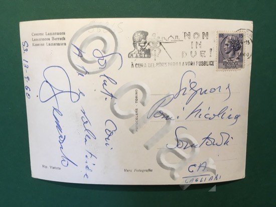 Cartolina Sassari - Caserma Lamarmora - 1960