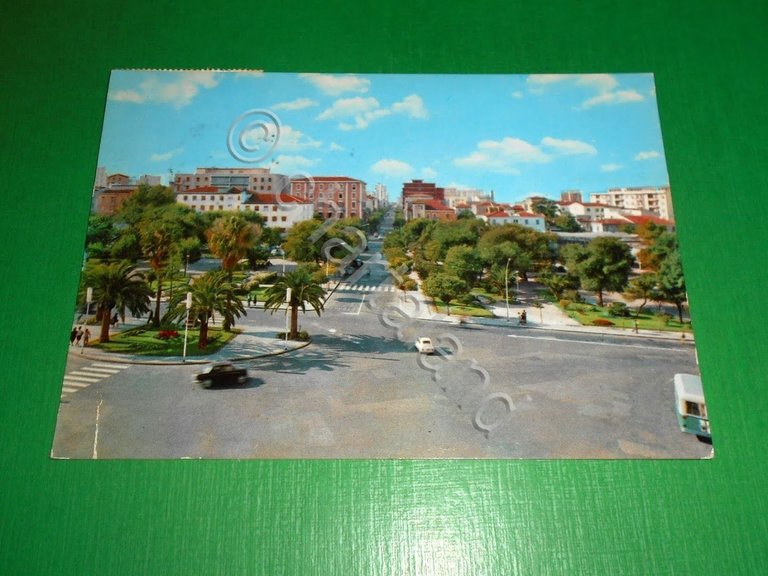 Cartolina Sassari - Emiciclo Garibaldi 1966.