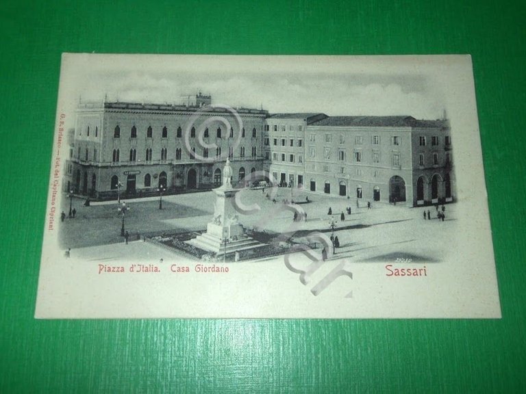 Cartolina Sassari - Piazza d' Italia - Casa Giordano 1900 …