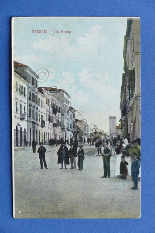 Cartolina Sassari - Via Roma - 1900 ca..
