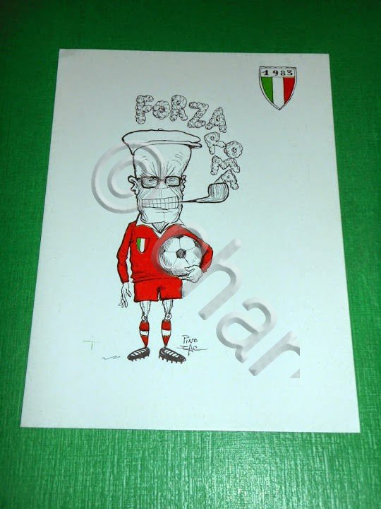Cartolina Satirica Calcio Politica Forza Roma Lupi Illustratore Pino Zac | Immagine Gallery 2