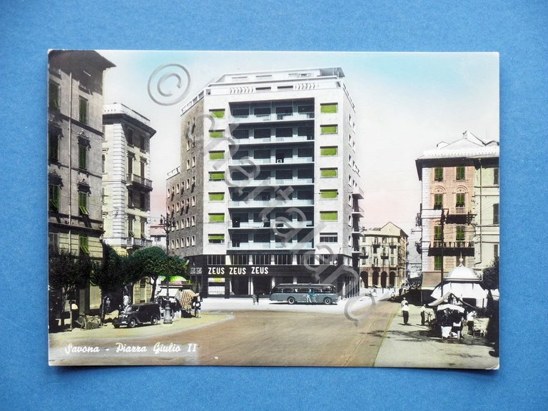 Cartolina Savona - Piazza Giulio II - 1955 ca.