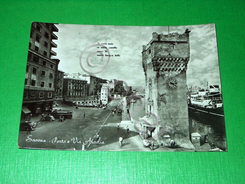 Cartolina Savona - Porto e Via Aurelia 1955 ca.