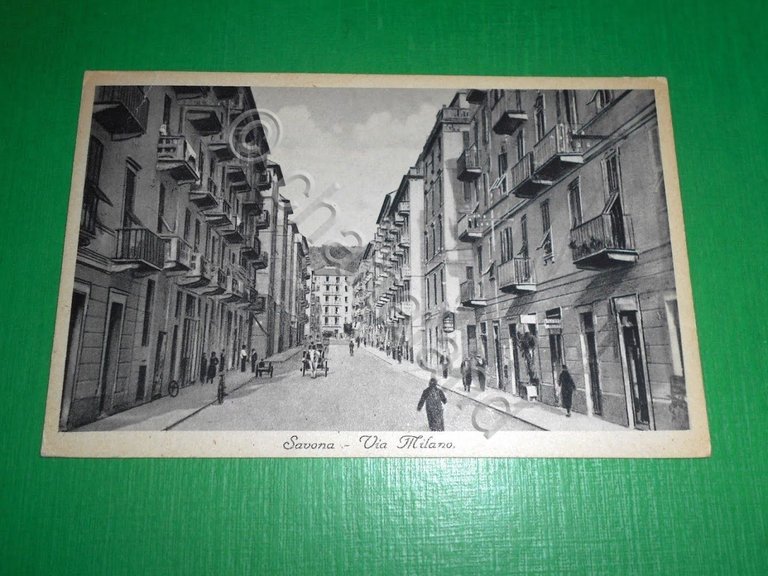Cartolina Savona - Via Milano 1934.