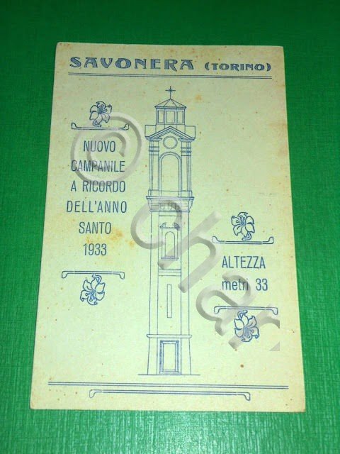 Cartolina Savonera (Torino) - Nuovo Campanile a ricordo dell' Anno …