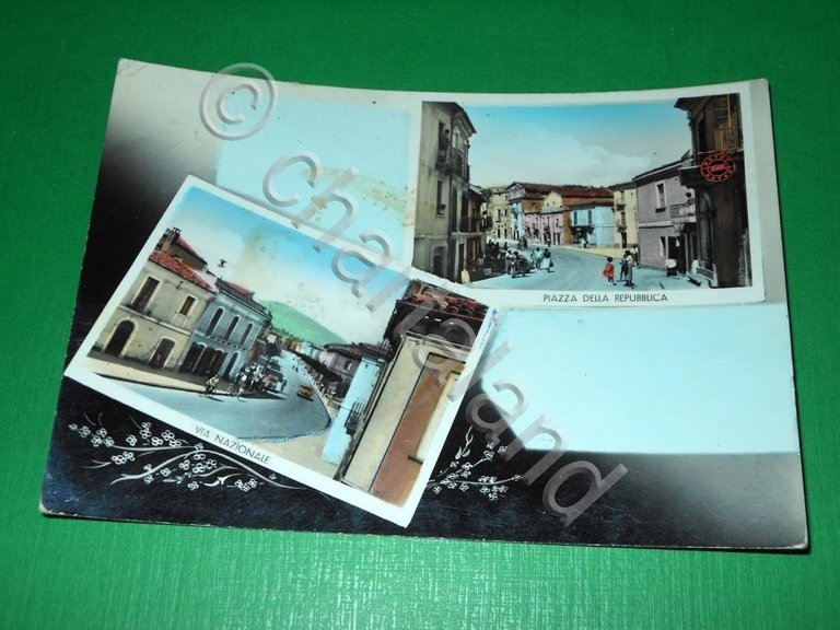 Cartolina Scafa ( Pescara ) - Via Nazionale e Piazza …