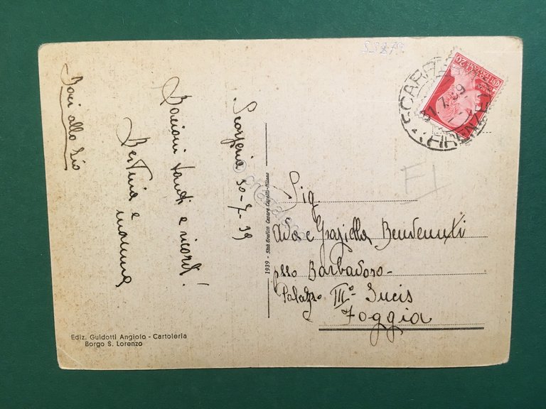 Cartolina Scarperia - Viale Dante - 1939