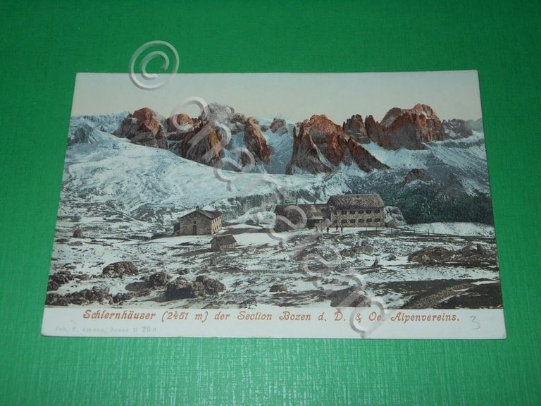 Cartolina Schlernhauser der Section Bozen - Oe. Alpenvereins 1900 ca