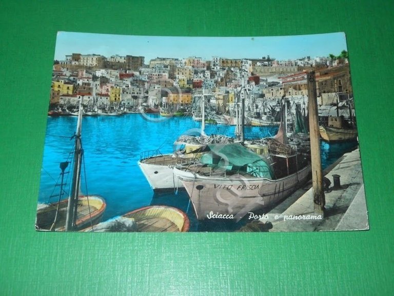 Cartolina Sciacca - Porto e panorama 1963