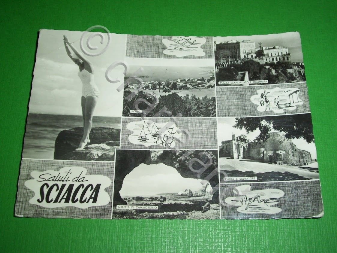 Cartolina Sciacca ( Agrigento ) - Vedute diverse 1960.