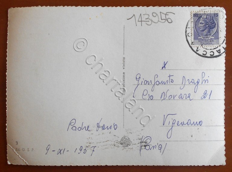 Cartolina Sciacca (Sicilia) - Panorama dal mare - 1957