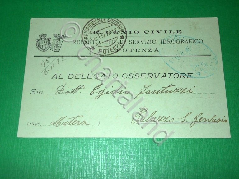 Cartolina Servizio Idrografico - R. Genio Civile - Reparto di …