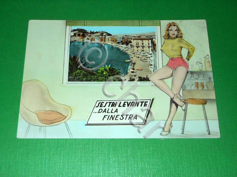 Cartolina Sestri Levante ... dalla finestra 1955 ca.