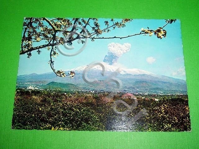 Cartolina Sicilia - L' Etna in esplosione 1976.