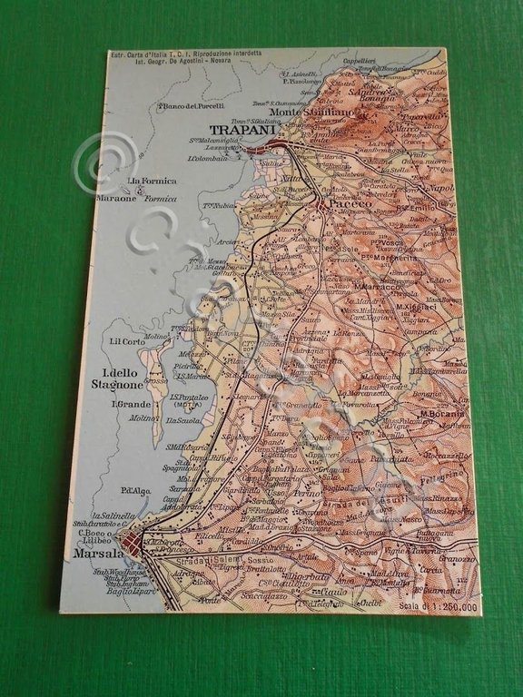 Cartolina Sicilia - Trapani e dintorni - Cartina geografica 1920 …