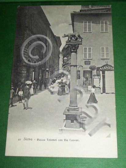 Cartolina Siena - Piazza Tolomei con Via Cavour 1910 ca.