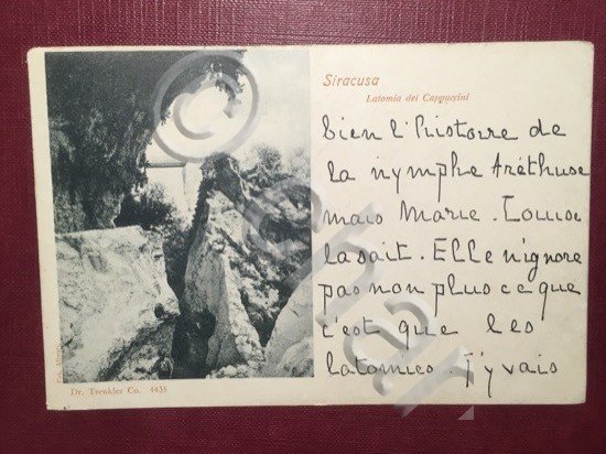 Cartolina Siracusa - Latomia dei Cappuccini - 1926