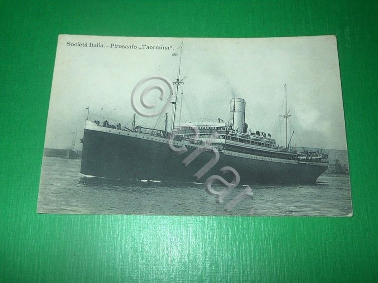 Cartolina Soc. di Navigazione "Italia" - Piroscafo Taormina 1920 ca | Immagine Gallery 2