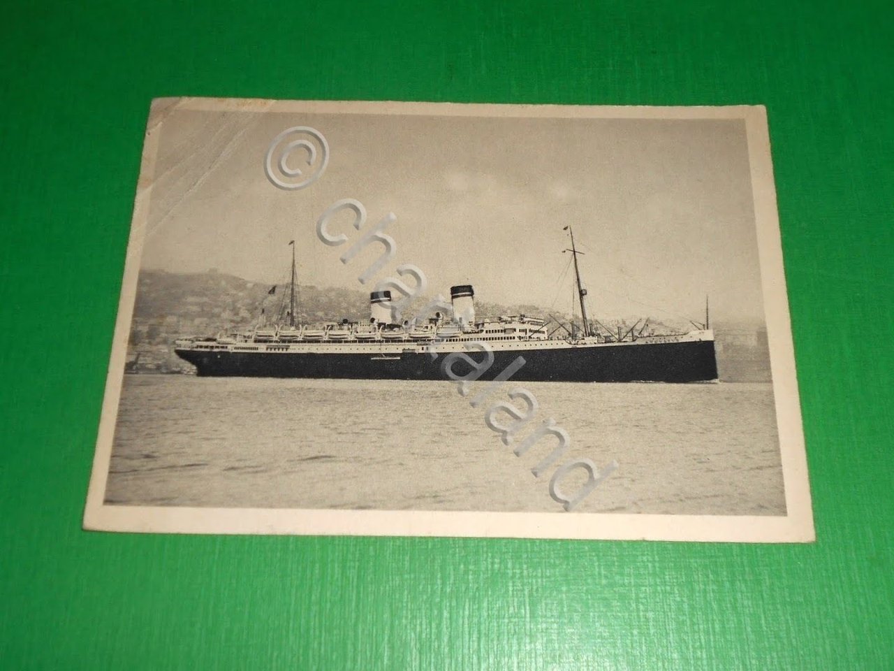 Cartolina Soc. di Navigazione "Italia" (Genova)- Motonave Augustus 1937.