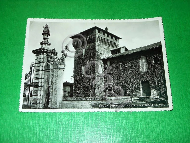 Cartolina Somma Lombardo - Castello Visconti S. Vito 1952