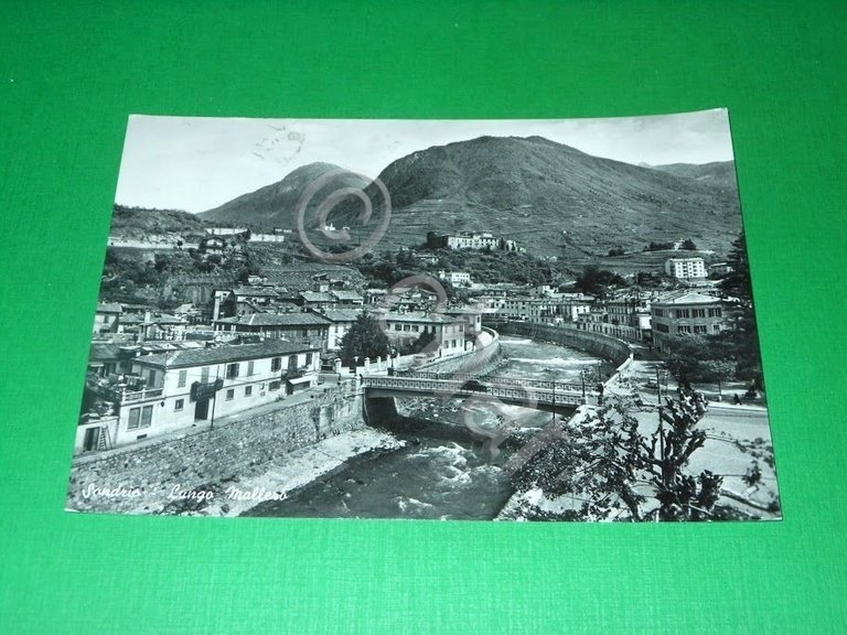 Cartolina Sondrio - Lungo Mallero 1957.