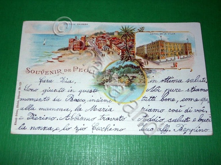 Cartolina Souvenir de Pegli - Vedute diverse 1899