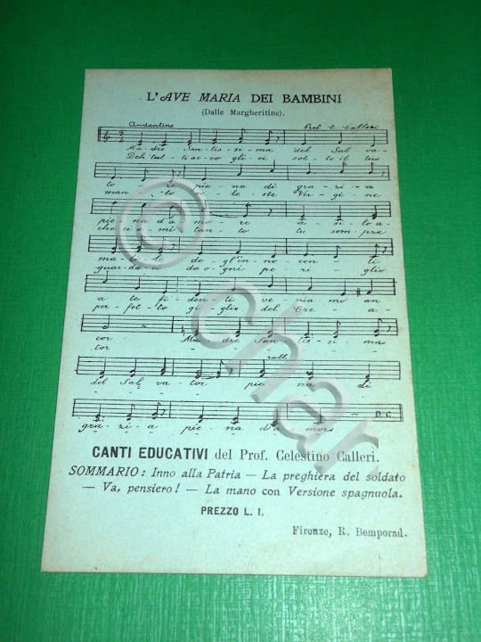 Cartolina Spartito - L' Ave Maria dei Bambini ( Dalle …