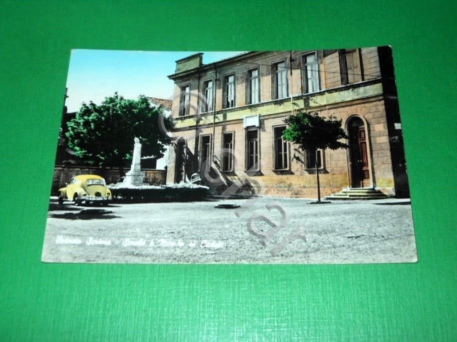Cartolina Spineto Scrivia - Scuole e Monumento ai Caduti 1980.