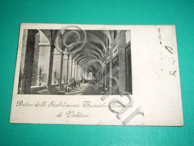 Cartolina Stabilimento Termale Climatico di Valdieri - Il Portico 1913