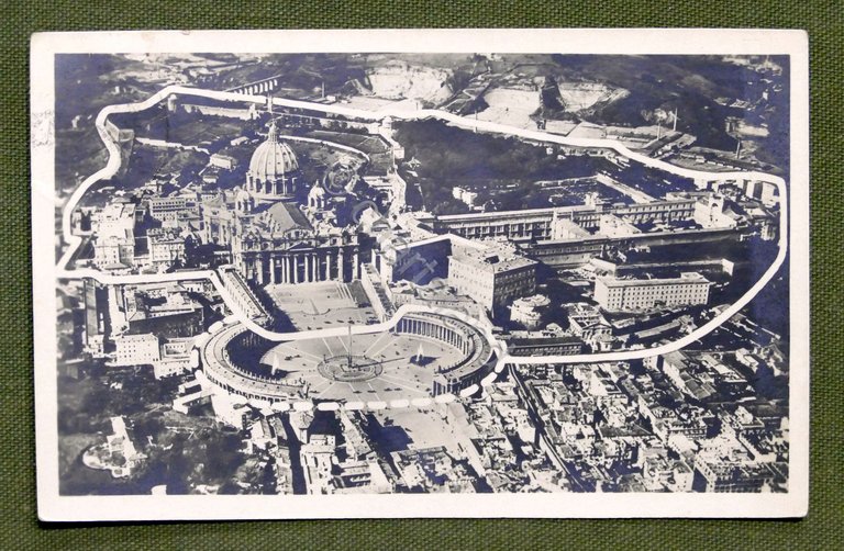 Cartolina Stato della Ciità Vaticana visto dall'alto - 1929