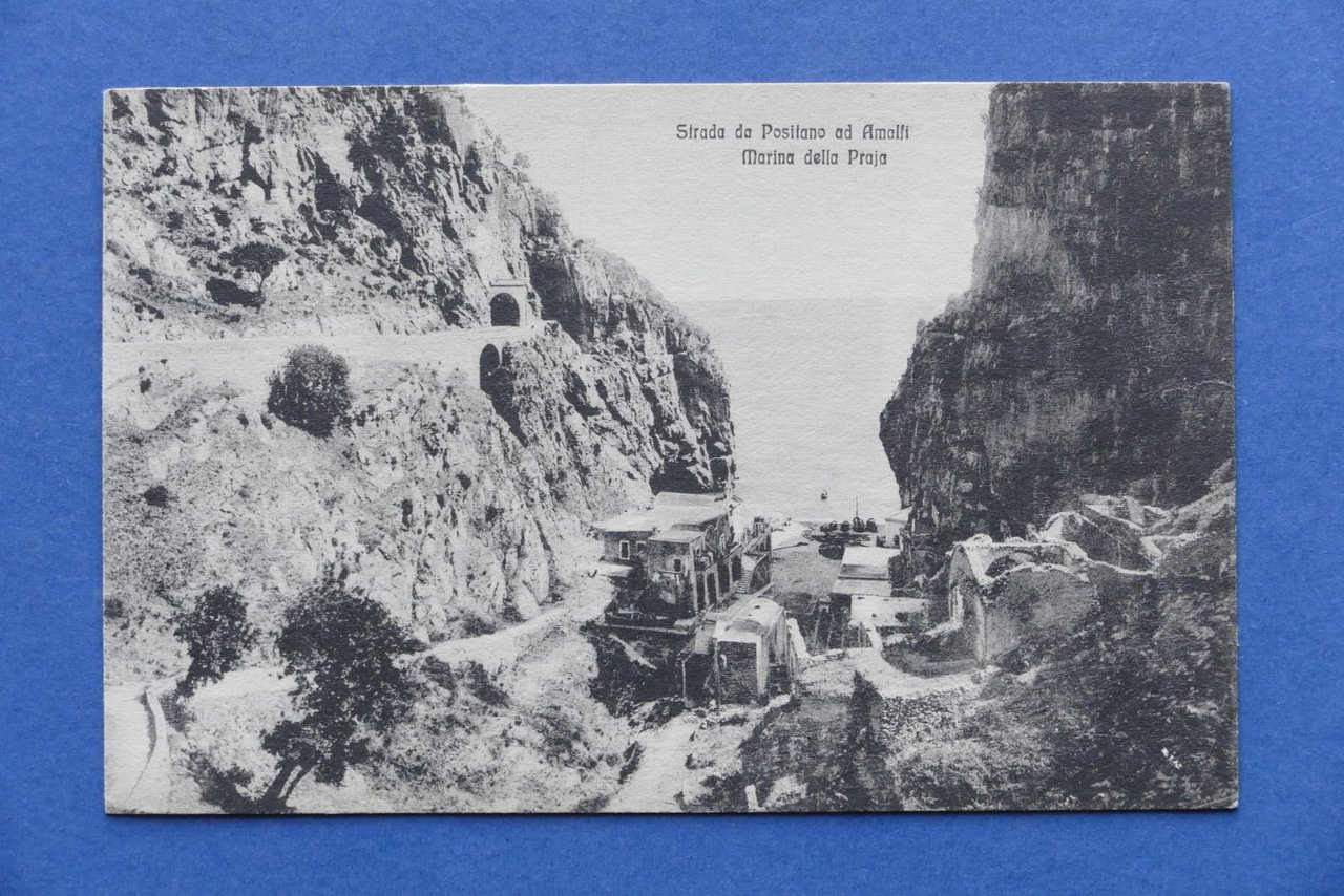 Cartolina Strada da Positano ad Amalfi - Marina della Praia.