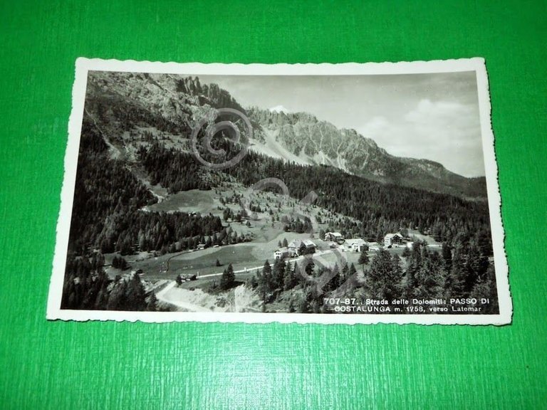 Cartolina Strada delle Dolomiti - Passo di Costalunga verso Latemar …