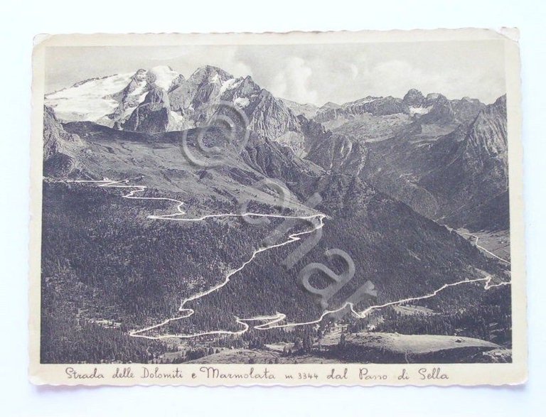 Cartolina Strada Dolomiti e Marmolada - Panorama 1940 c