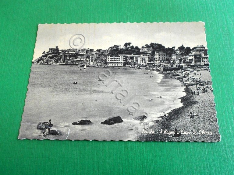 Cartolina Sturla - I bagni e Capo S. Chiara 1955 …