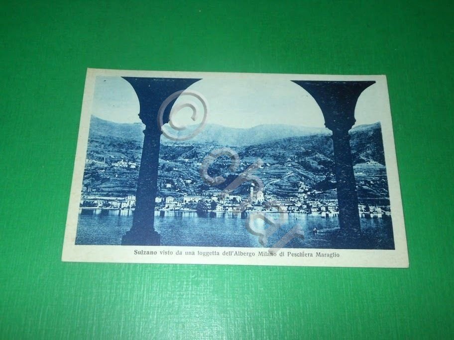 Cartolina Sulzano visto dall' Albergo Milano di Peschiera Maraglio 1930 …