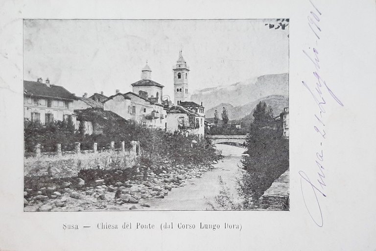 Cartolina Susa - Chiesa del Ponte ( dal corso Lungo …