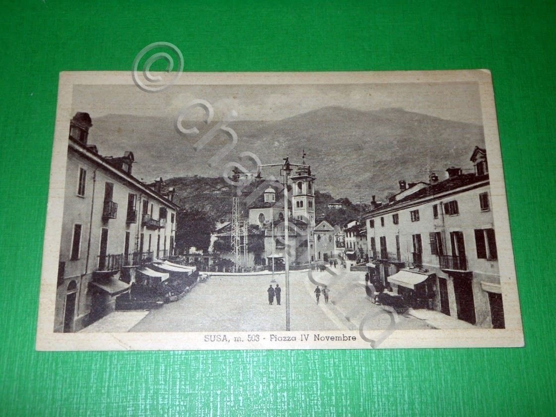 Cartolina Susa - Piazza IV Novembre 1942.