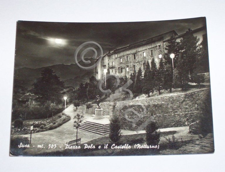 Cartolina Susa ( Torino ) - Piazza Pola e Castello …