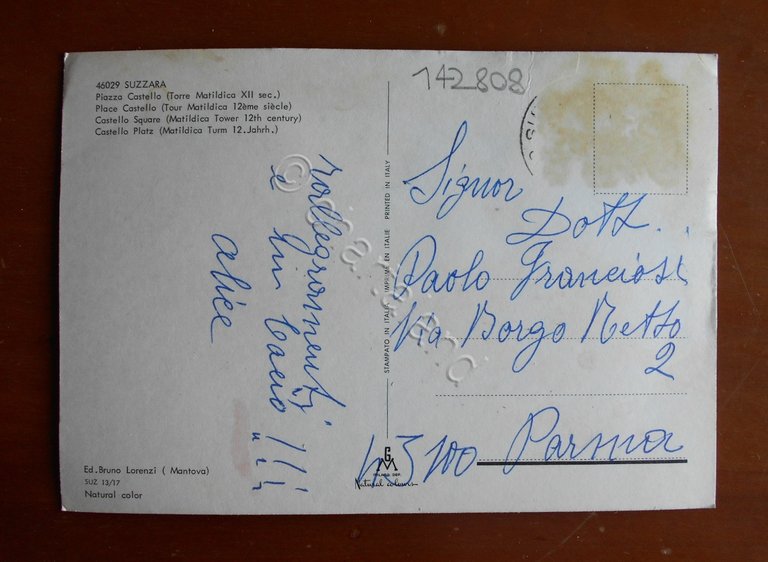 Cartolina Suzzara (Lombardia) - Piazza Castello (Torre Matildica) - 1960 …