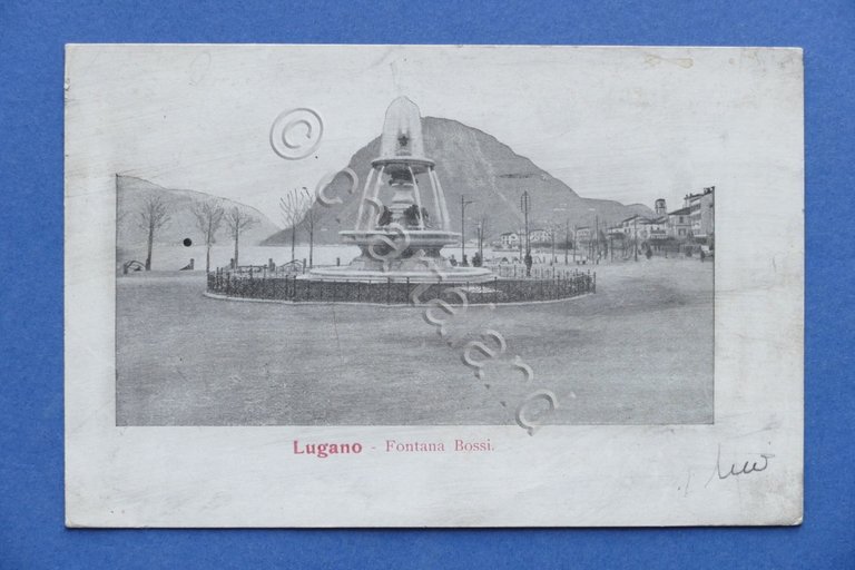 Cartolina Svizzera - Lugano - Fontana Bossi - 1900 ca..