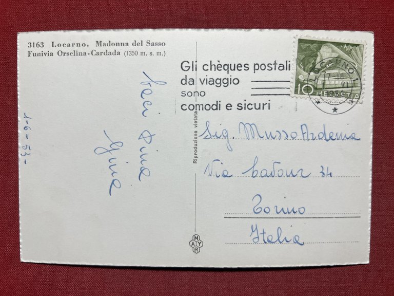 Cartolina Svizzera, Locarno - Madonna del Sasso - Funivia Orselina-Cardada …
