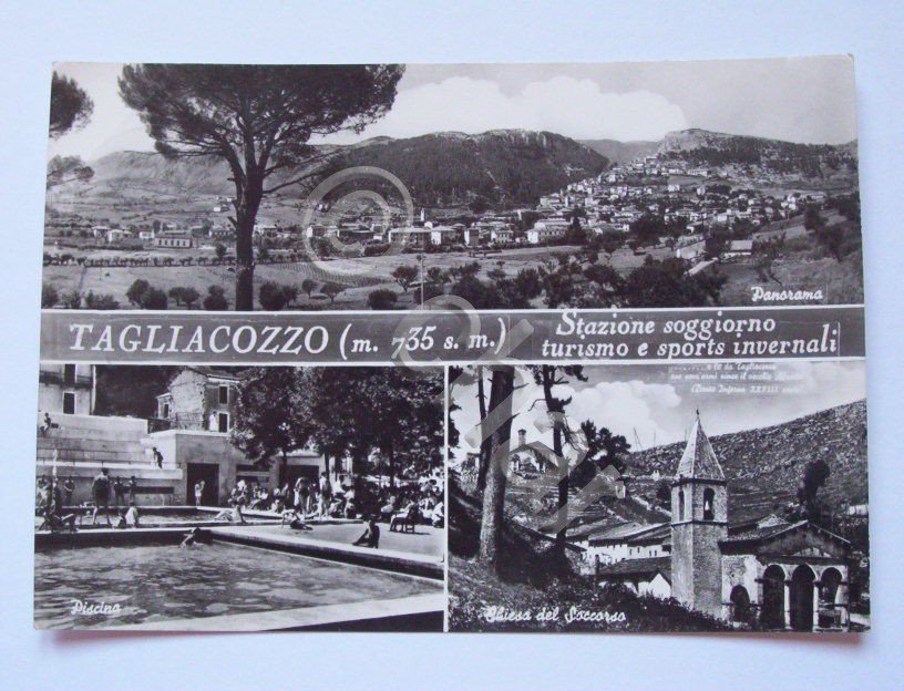Cartolina Tagliacozzo - Panorama e Chiesa Soccorso 1960.