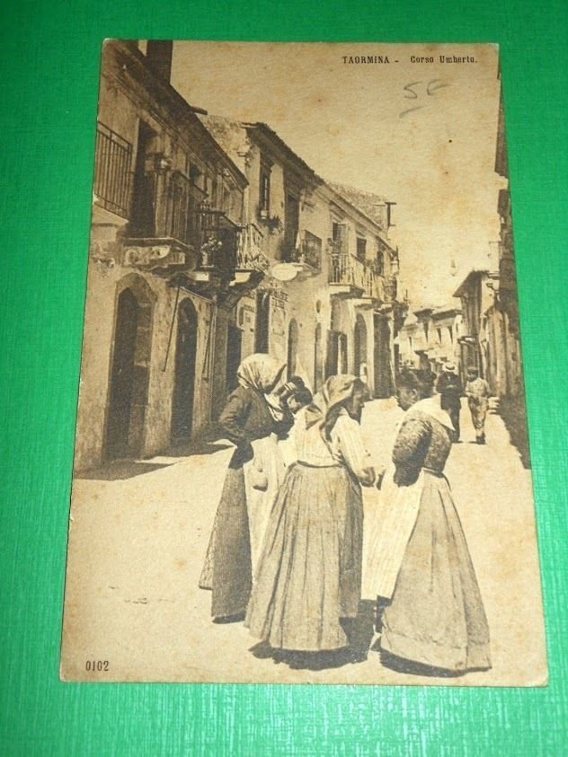 Cartolina Taormina - Corso Umberto 1910 ca.